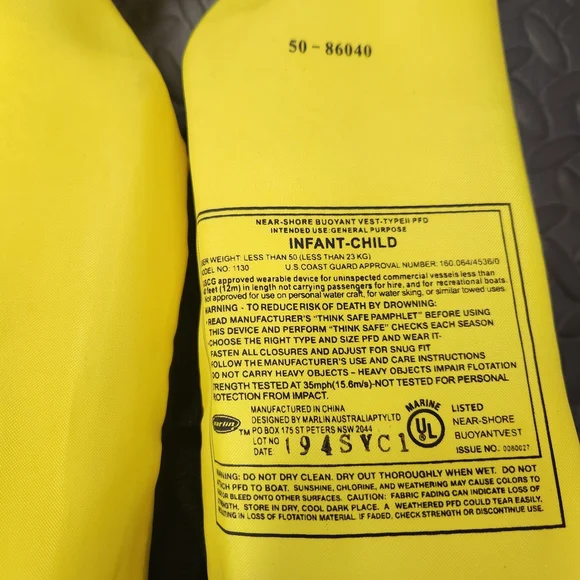 Yellow Infant-Child Life Jacket - Picture 2 of 2